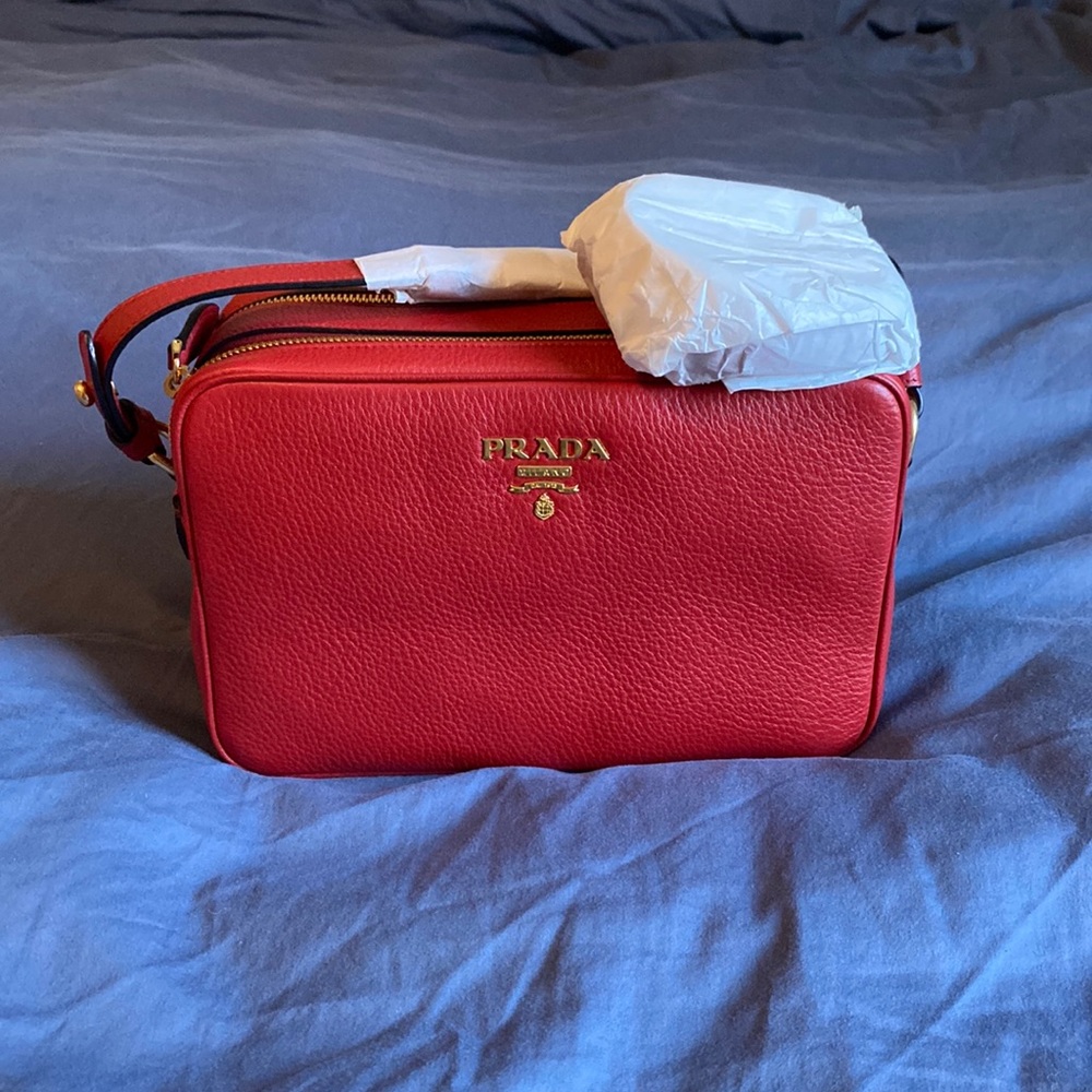Brand New With Tags Prada double zip Camera Bag Vitello Phenix medium